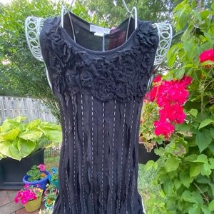 KENAR Black with beads Sleeveless Blouse SZ S NWT